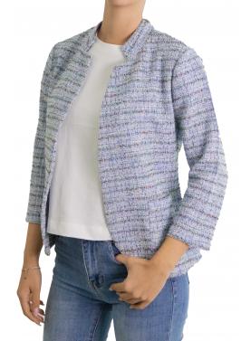 Giacca con collo alla coreana aperta con tasche 